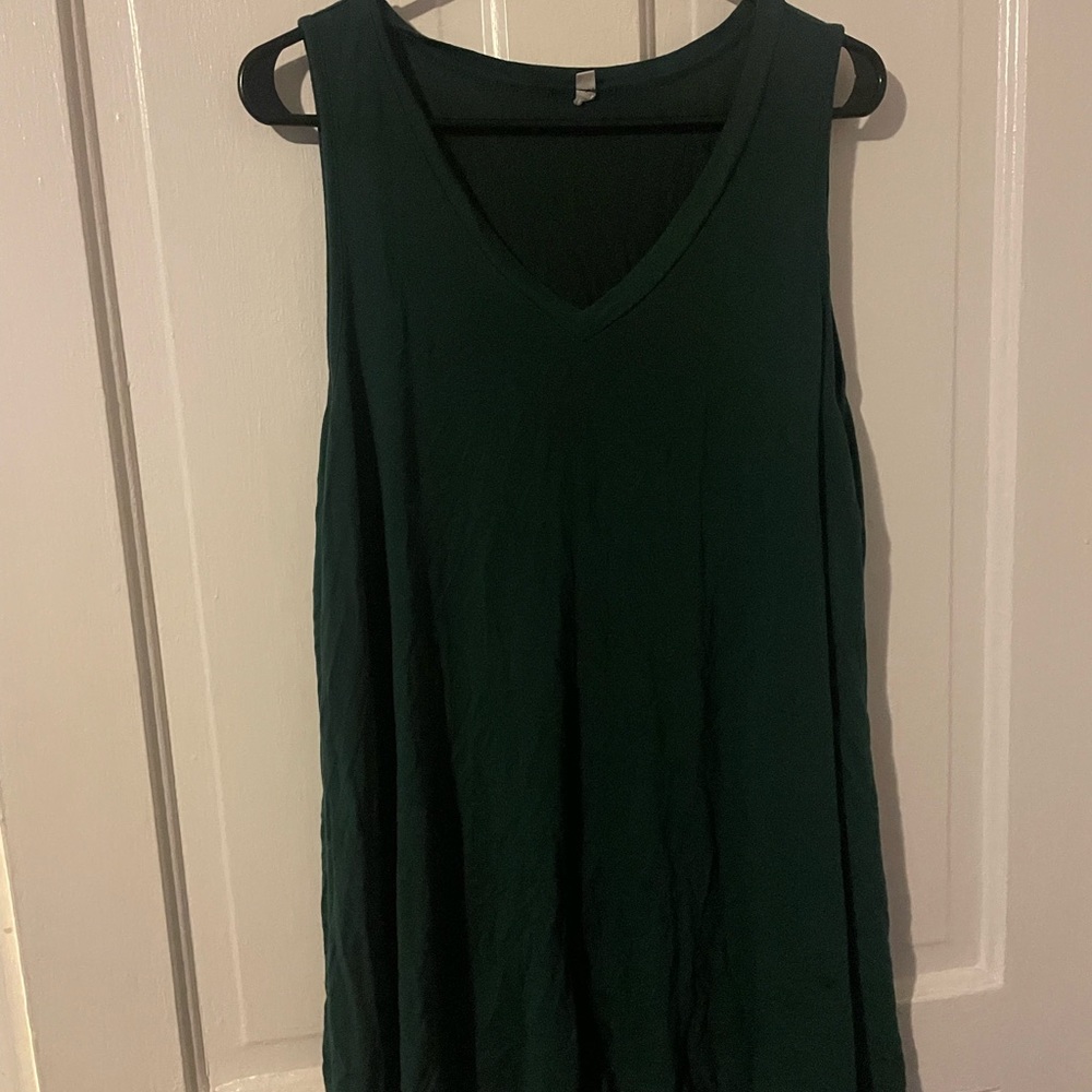 Green women's v-neck tank top